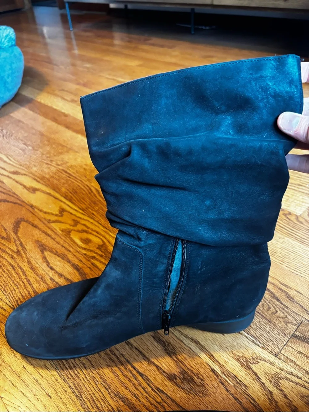 Mephisto Black Suede Slouch Boots - Size 11